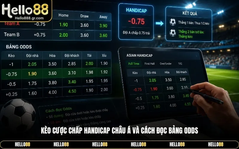 Kèo cược chấp Handicap châu Á và cách đọc bảng Odds