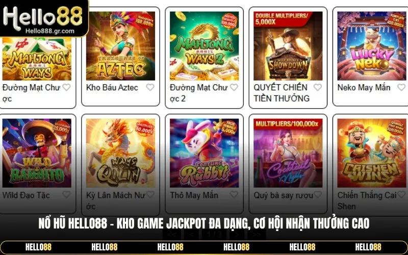 Nổ Hũ Hello88 – Kho Game Jackpot Đa Dạng, Cơ Hội Nhận Thưởng Cao